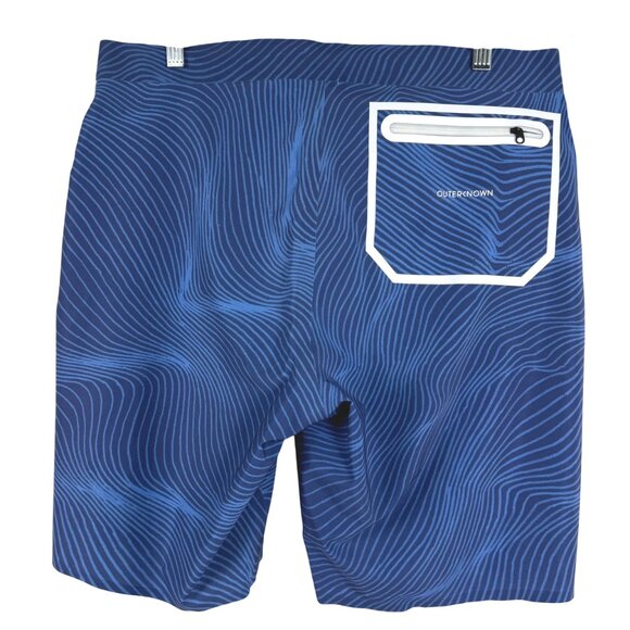 Outerknown Apex Board Shorts By Kelly Slater Mens Size 34 Blue Printed SW-2110 - Picture 6 of 11